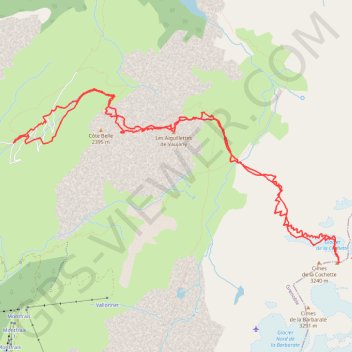 Itinéraire Cimes de la Cochette, Couloir NW par les Aiguillettes de Vaujany, distance, dénivelé, altitude, carte, profil, trace GPS