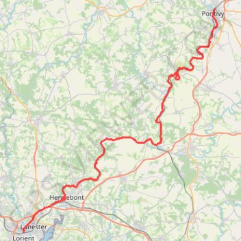 Itinéraire Lorient-Pontivy, distance, dénivelé, altitude, carte, profil, trace GPS