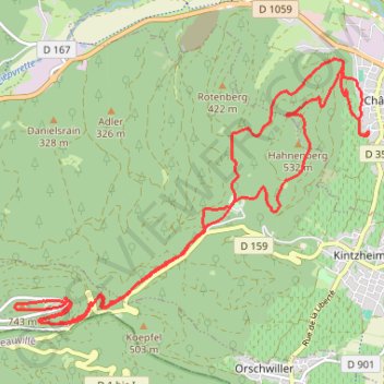 Itinéraire Châtenois - Haut-Koenigsbourg, distance, dénivelé, altitude, carte, profil, trace GPS