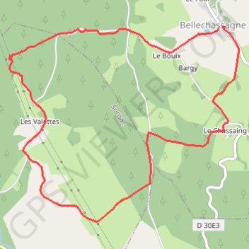 Itinéraire Bellechassagne - rando chemin de campagne, distance, dénivelé, altitude, carte, profil, trace GPS