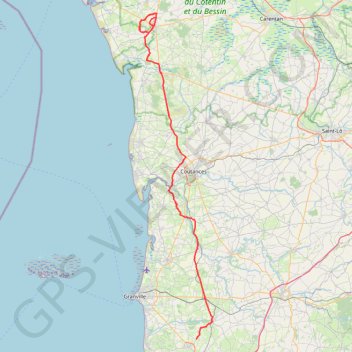 Itinéraire TM2023 Sartilly- LaHaye V2, distance, dénivelé, altitude, carte, profil, trace GPS