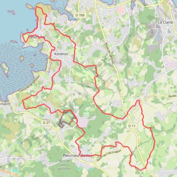 Itinéraire Pleumeur Bodou, distance, dénivelé, altitude, carte, profil, trace GPS