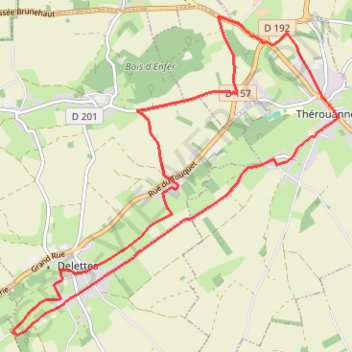 Itinéraire Therouanne - Le sentier des Morins, distance, dénivelé, altitude, carte, profil, trace GPS