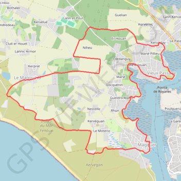 Itinéraire Boucle depuis Magouër, distance, dénivelé, altitude, carte, profil, trace GPS