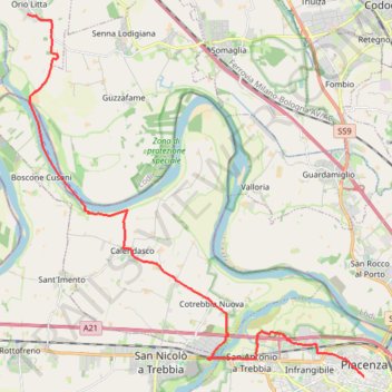 Itinéraire tappa-16-da-orio-litta-piacenza, distance, dénivelé, altitude, carte, profil, trace GPS