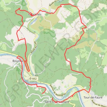 Itinéraire Entre lot et célé, distance, dénivelé, altitude, carte, profil, trace GPS