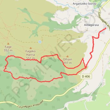 Itinéraire Sare versant sud et chapelle d'Olhain, distance, dénivelé, altitude, carte, profil, trace GPS