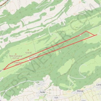 Itinéraire Les Prés d'Orvin - Le Chasseral, distance, dénivelé, altitude, carte, profil, trace GPS
