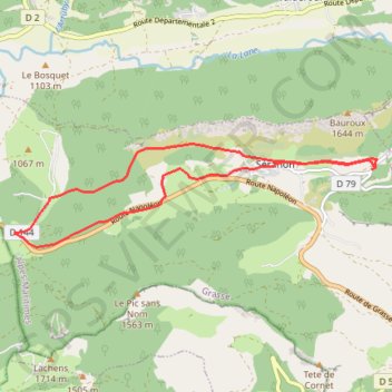 Itinéraire Seranon la doire, distance, dénivelé, altitude, carte, profil, trace GPS