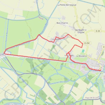 Itinéraire Damvix, distance, dénivelé, altitude, carte, profil, trace GPS