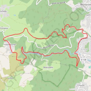 Itinéraire Balade à Enval, distance, dénivelé, altitude, carte, profil, trace GPS