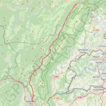 Itinéraire Bellegarde-sur-Valserine (01200), Valserhône, Ain, Auvergne-Rhône-Alpes, France > 3 Chemin de Sous Montoiseau (Lajoux), distance, dénivelé, altitude, carte, profil, trace GPS