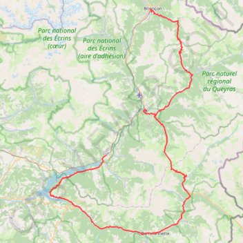 Itinéraire RB Hautes Alpes, distance, dénivelé, altitude, carte, profil, trace GPS