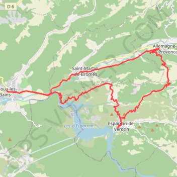 Itinéraire Balcons d'Esparron, distance, dénivelé, altitude, carte, profil, trace GPS