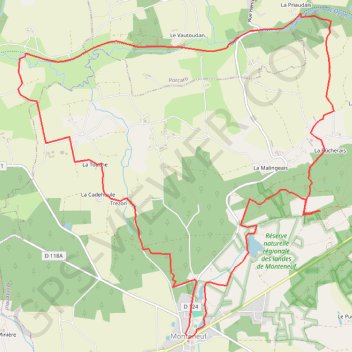 Itinéraire Circuit du chaperon rouge - Monteneuf, distance, dénivelé, altitude, carte, profil, trace GPS