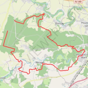 Itinéraire Boucle VTT depuis Vouillé, distance, dénivelé, altitude, carte, profil, trace GPS