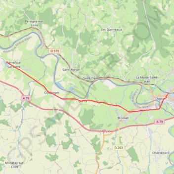 Itinéraire Itinéraire de 75 Av. du Général de Gaulle, 71160 Digoin, France à 25 Rte de Diou, 03470 Pierrefitte-sur-Loire, France, distance, dénivelé, altitude, carte, profil, trace GPS