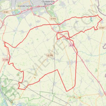 Itinéraire Circuit des Teillages - Hondschoote, distance, dénivelé, altitude, carte, profil, trace GPS