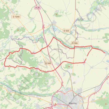 Itinéraire Autour de Bourgogne-Fresne V2-23658995, distance, dénivelé, altitude, carte, profil, trace GPS