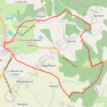 Itinéraire Tournon-d'Agenais, la bastide vue de la forêt du Verdus - Pays de la vallée du Lot, distance, dénivelé, altitude, carte, profil, trace GPS