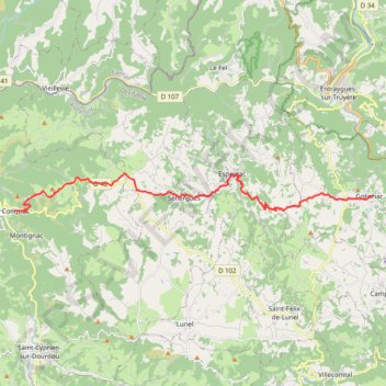 Itinéraire GolinhacConques, distance, dénivelé, altitude, carte, profil, trace GPS