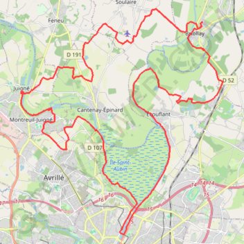 Itinéraire Briollay par ecouflant, distance, dénivelé, altitude, carte, profil, trace GPS