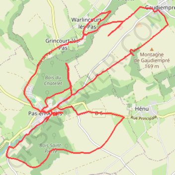 Itinéraire Warlincourt-lès-Pas, distance, dénivelé, altitude, carte, profil, trace GPS