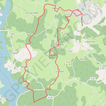 Itinéraire De la gare à Manzagol - Liginiac - Pays de Haute Corrèze, distance, dénivelé, altitude, carte, profil, trace GPS