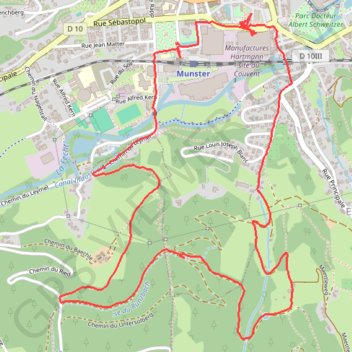 Itinéraire Munster, Solberg, distance, dénivelé, altitude, carte, profil, trace GPS