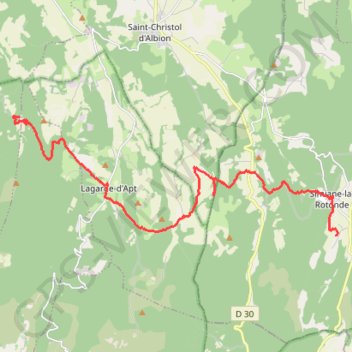 Itinéraire GR4 du hameau de Berre (84) à Simiane la Rotonde (04), distance, dénivelé, altitude, carte, profil, trace GPS