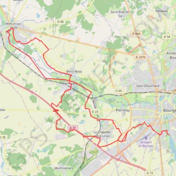 Itinéraire Tour de Bourges - Château Charles VII. Mehun - Bourges, distance, dénivelé, altitude, carte, profil, trace GPS