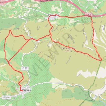Itinéraire Montlaur, distance, dénivelé, altitude, carte, profil, trace GPS