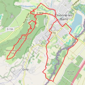 Itinéraire Mont Mussy et Pont de Grilly, distance, dénivelé, altitude, carte, profil, trace GPS