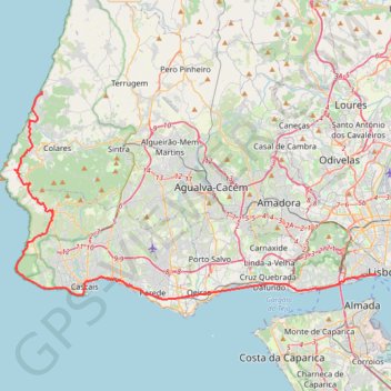 Itinéraire 01: Lisboa – Azenhas do Mar (Developed), distance, dénivelé, altitude, carte, profil, trace GPS