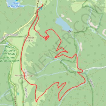 Itinéraire Rainkopf, Bateriekopf et Rothenbachkopf, distance, dénivelé, altitude, carte, profil, trace GPS