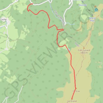 Itinéraire Grand Rocher, distance, dénivelé, altitude, carte, profil, trace GPS