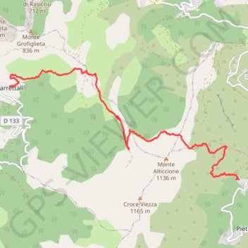 Itinéraire Chemin de Lumière Pietracorbara-Barrettali, distance, dénivelé, altitude, carte, profil, trace GPS