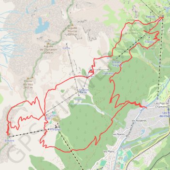 Itinéraire Chamonix les Praz - La flegere - Charlanon - le brevent - les Praz, distance, dénivelé, altitude, carte, profil, trace GPS