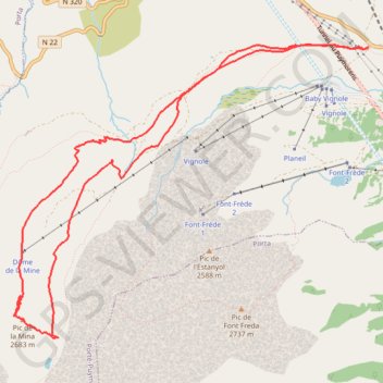 Itinéraire Ski Rando - Pic de la Mine - Couloir EST, distance, dénivelé, altitude, carte, profil, trace GPS