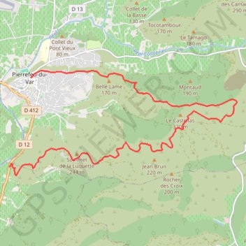 Itinéraire Pierrefeu-du-Var - Piste du Chaumadou, distance, dénivelé, altitude, carte, profil, trace GPS