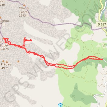 Itinéraire Tête de l'Aupet par le vallon des Narittes, distance, dénivelé, altitude, carte, profil, trace GPS