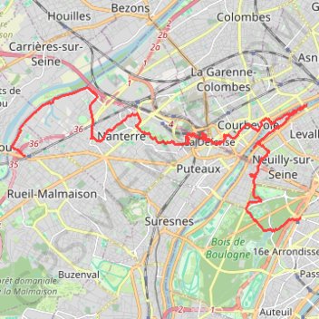 Itinéraire Rueil RER-l'Ile de la jatte, distance, dénivelé, altitude, carte, profil, trace GPS
