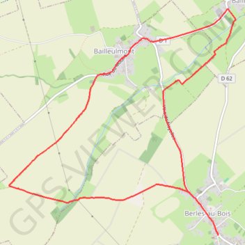 Itinéraire Berles Au Bois - La Cauchie - Bailleulmont - Bailleulval, distance, dénivelé, altitude, carte, profil, trace GPS