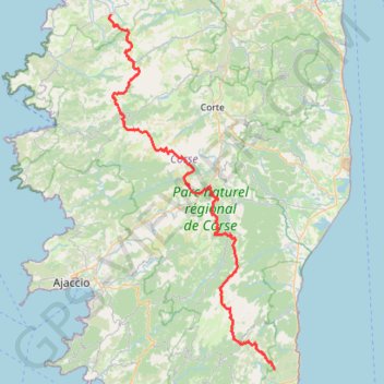 Itinéraire GR20 Corse - nouveau tracé et variantes, distance, dénivelé, altitude, carte, profil, trace GPS