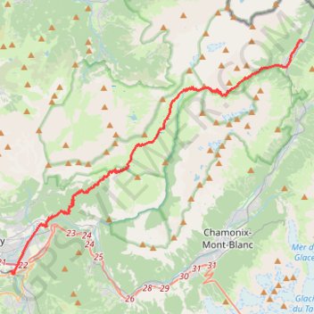 Itinéraire Vallorcine-Saint Gervais, distance, dénivelé, altitude, carte, profil, trace GPS