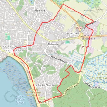 Itinéraire Saint Georges de Didonne, distance, dénivelé, altitude, carte, profil, trace GPS