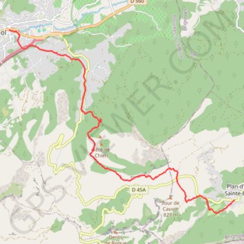 Itinéraire Plan d'Aups Auriol, distance, dénivelé, altitude, carte, profil, trace GPS