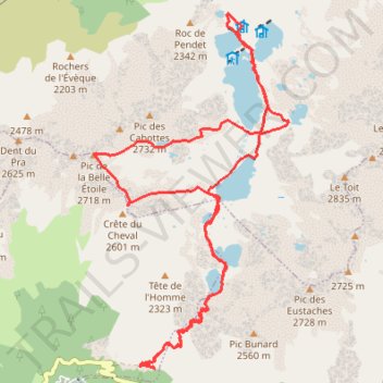 Itinéraire 111214 1740 Pic de la Belle Etoile via 7 Laux.kmz_111214 1740 Pic de la Belle Etoile via 7 Laux, distance, dénivelé, altitude, carte, profil, trace GPS