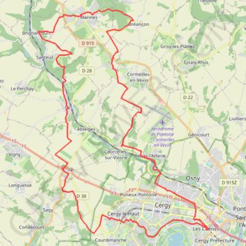 Itinéraire Marine - Santeuil, distance, dénivelé, altitude, carte, profil, trace GPS