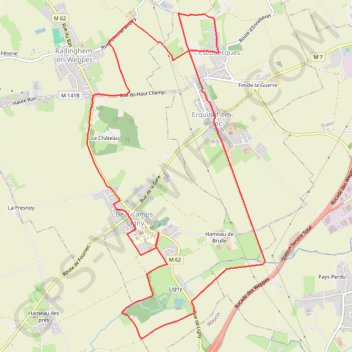 Itinéraire Autour de Beaucamps-Ligny, distance, dénivelé, altitude, carte, profil, trace GPS